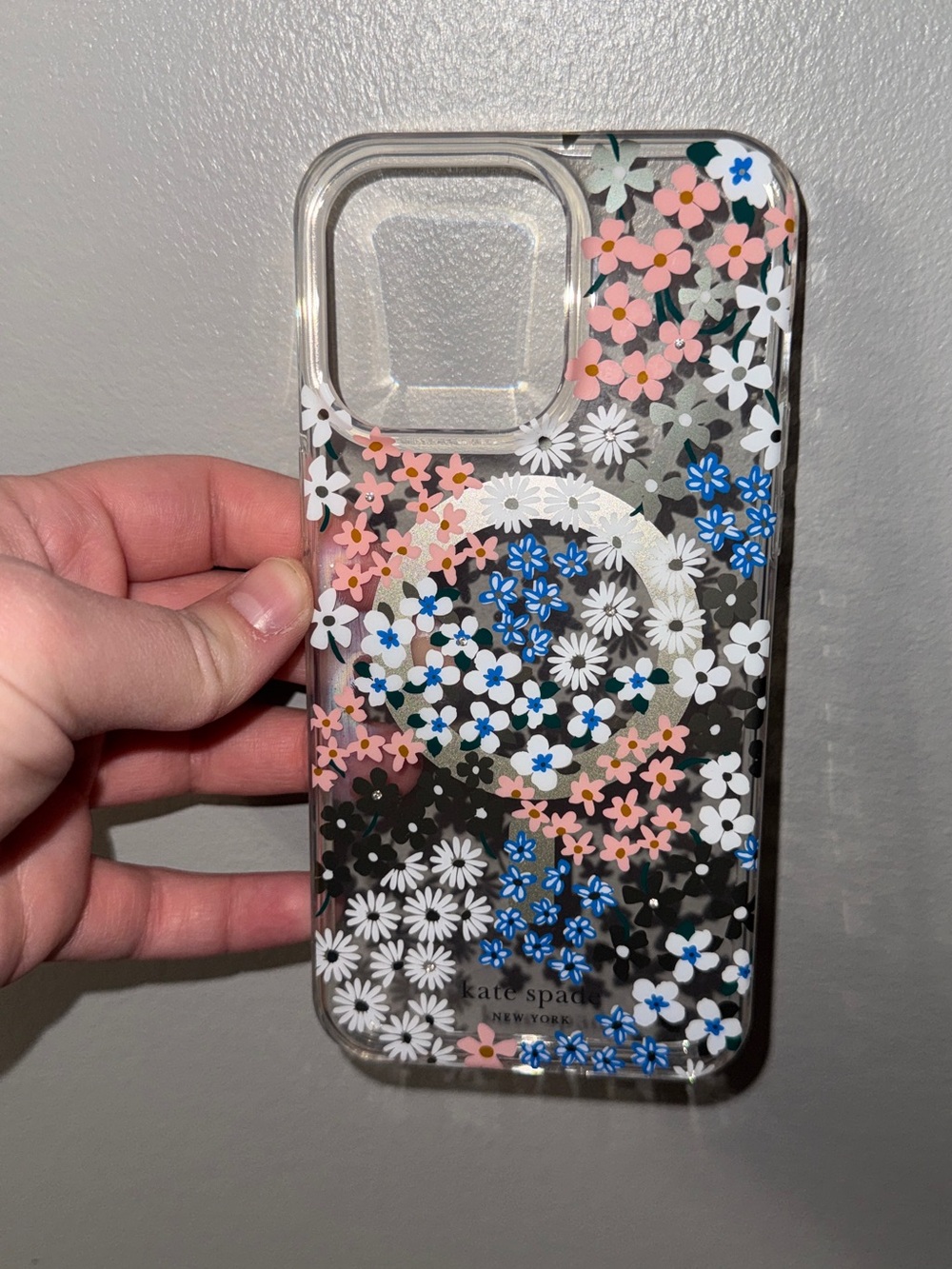 kate spade Clear Floral iPhone 15 pro max Case - Pink, Blue & White